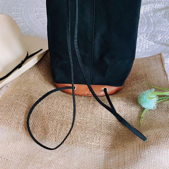 Henri Bendel black tan trim canvas backpack - Picture 5 of 15